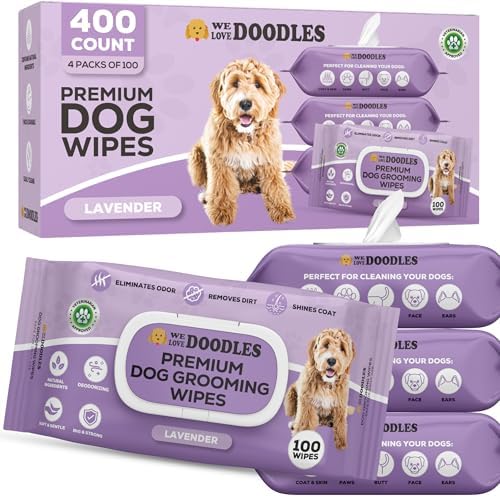 Dog Wipes, Deodorizing & Cleaning, Lavender Scent, Made in USA, 400 Count