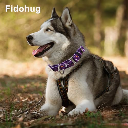 Halloween Martingale Collar for Dogs with Buckle Adjustable Holiday Dog Collars (Purple Ghost, Large)