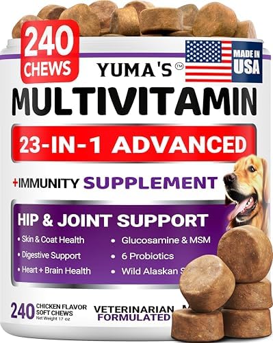 Dog Vitamins and Supplements, 240 Treats, Dog Multivitamin with Glucosamine