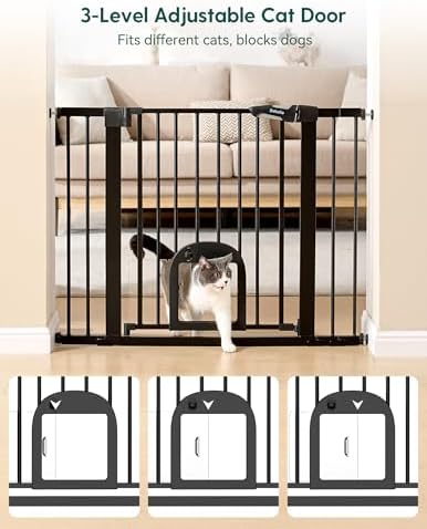 Babelio Extra Wide Baby Gate with Cat Door, CatPrivilege III, 29-55"