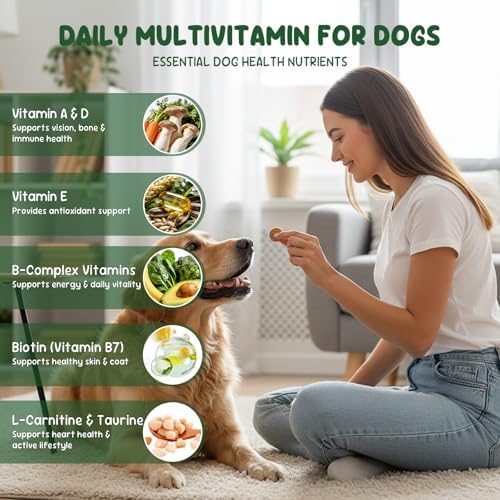 90 Soft Chews 22-in-1 Grain-Free Dog Multivitamin Supplement – Hip & Joint Health, Immune Support, Healthy Coat & Overall Wellness – Vitamins A, B12, C, D, E, Minerals, and Antioxidants