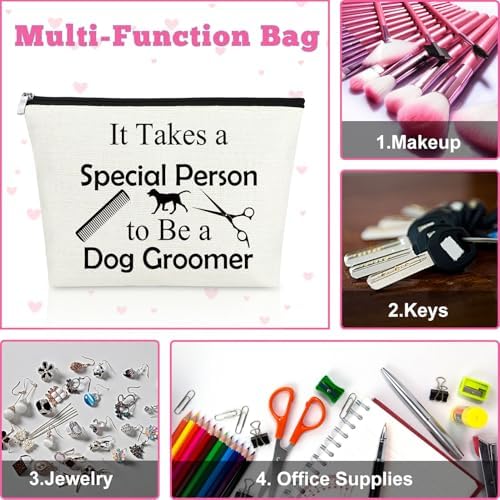 Mxrymvu Dog Groomer Gifts Makeup Bag Dog Groomer Themed Gifts Pet Hair Stylist Appreciation Cosmetic Bag Christmas Thanksgiving Birthday Present for Hairdresser Travel Pouch
