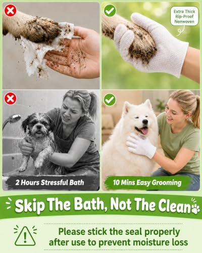 Pet Glove Wipes for Dogs and Cats,Disposable Pet Grooming Gloves