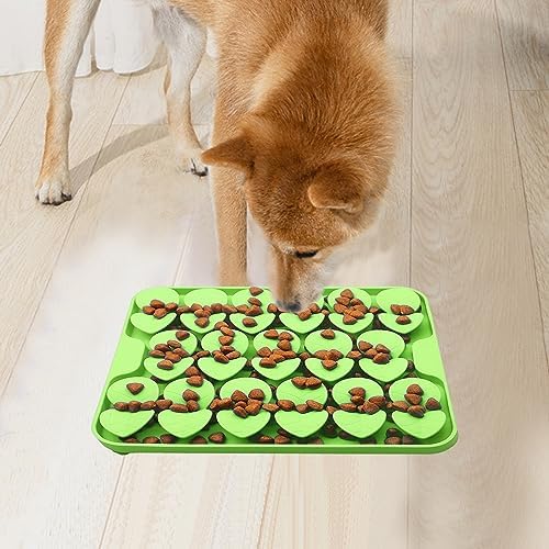 Small Silicone Snuffle Mat for Small Dog Puppy Cat Slow Down Eating,Slow Feeder Lick Mat for Dry Wet Food for Pet Training Smell,Encourages Natural Foraging Skill,Relieving Stress (Green)