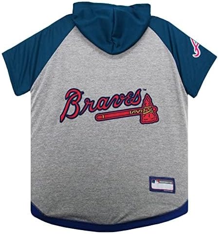 MLB Hoodie Shirt for Dogs & Cats - Atlanta Braves Dog Hooded T-Shirt, X-Small. - MLB Team Color Hoody Vest for Baseball Fans