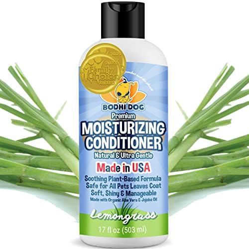 Bodhi Dog Gentle Moisturizing Dog Conditioner - Soothing Plant-Based Formula with Aloe Vera & Jojoba Oil - Hydrates & Softens Coat - Leaves Coat Soft Shiny & Manageable - Lemongrass (17 Fl Oz)