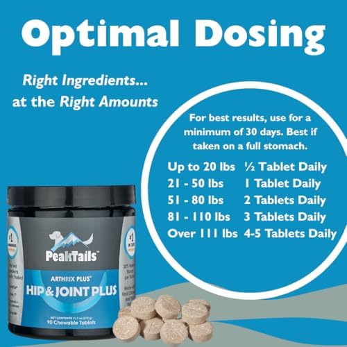 KALA HEALTH PeakTails Vet-Formulated Hip & Joint Plus for Dogs, 90 Count
