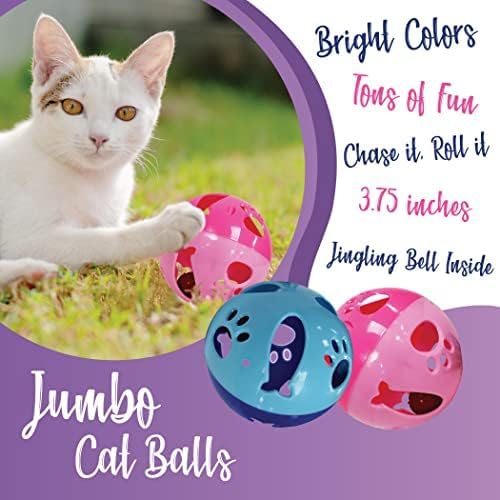 Large Cat Ball Toy with Bell – Pink (4", 1 Pack)