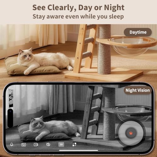 Small 1080P Mobile Pet Robot Camera with App Control, White