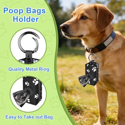 2pack Dog Poop Bag Holder Zippered Pet Waste Bags Dispenser Black