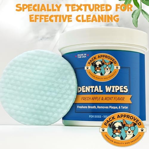 Pack Approved Dental Wipes for Dogs - Dog Teeth Wipes for Oral Care - 100ct