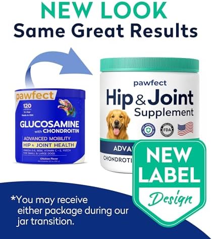 Pawfect Mobility Glucosamine Chews for Dogs - Hip & Joint Health Supplement Chews w/Omega-3, Chondroitin, MSM - Made in USA - Joint Pain Relief - Hip & Joint Care - 120ct