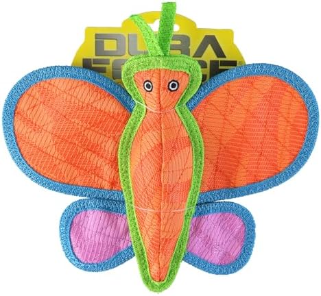 Tuffy® - DuraForce® : Butterfly Dog Toy: Ultra Durable Plush Toy with Multiple Layers & Reinforced Seams, Washable and Floats, DuraForce® Construction