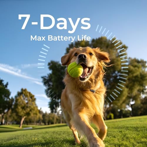 Gen 2 Dog Tracker No Subscription for Medium & Large Dogs, No Cell Service, 3-Level Virtual Fence, Up to 7-Day Tracker Battery, IP67 Waterproof, Reflective Collar, Remote Light & Sound