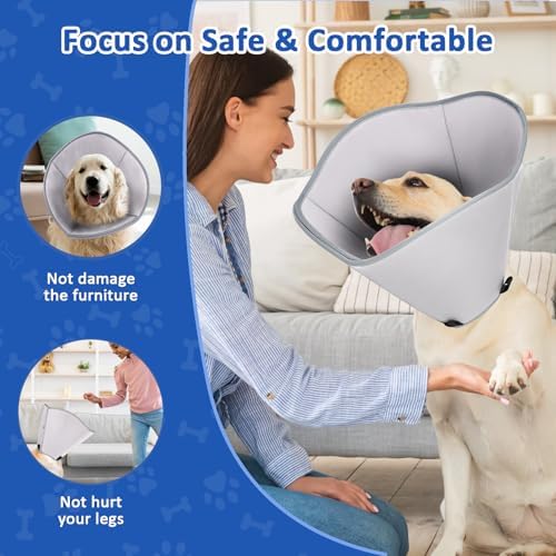 BARKLESS Soft Dog Cone for Medium Dogs After Surgery, Fabric E Collar