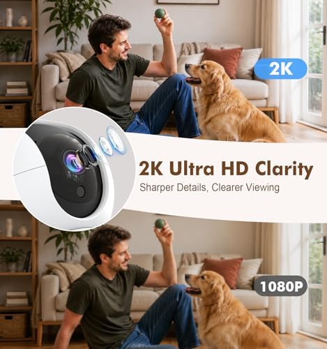 2K Indoor Security Camera, Dual-Band WiFi Pet Cam for Baby & Home