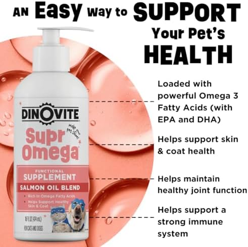 Dinovite SuprOmega Salmon Oil for Dogs & Cats, Skin & Coat Support, 16 oz