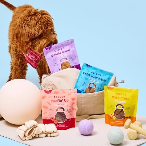 Bocce's Bakery Gobble Gains Protein Jerky Dog Treats, Turkey (5 oz)
