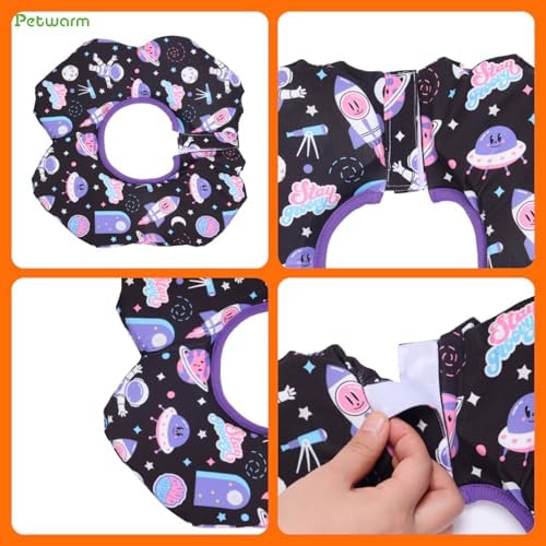 PetWarm Dog Recovery Collar, Recovery Collar, Purple Cosmic Print, L