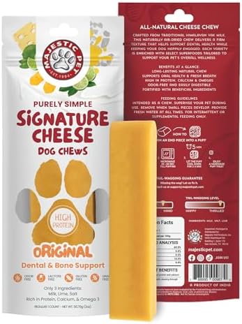Majestic Pet Himalayan All-Natural Cheese Dog Chews - Long Lasting Dental Chew for Dogs - Healthy Pet Treats with Beneficial Ingredients (Dental & Bone Support, Regular, 1 Pack)