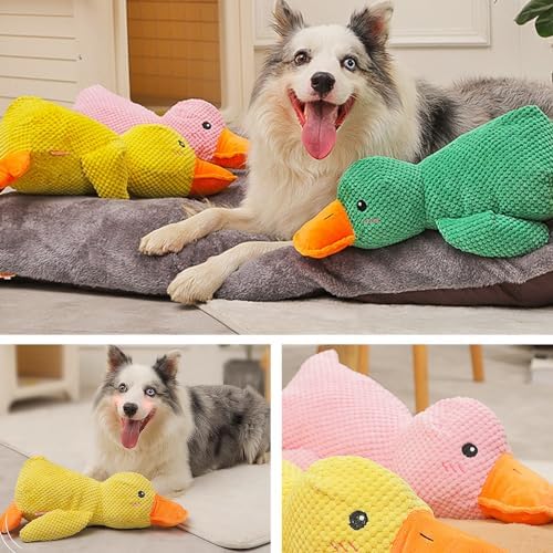 Mellow Calming Duck Dog Toy, Upgraded Calming Duck Toy for Dogs, Interactive Toy with Quack Sound, Soft Plush Stuffed Calming Duck Pillow, Durable Stuffed Dog Puppy Toys for Puppy Keep Busy (C)