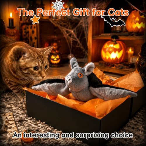 Flying Bat Dog Toy, Electric Flapping Wings Interactive Cat Toy, Mimics Real Soar Motion, Simulation Flying Bat Teasing Toy for Cats & Dogs, Hanging and Ground Play