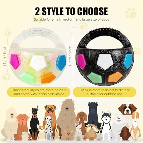 Dog Toy Ball with Handle, Toss and Fetch Play, Interactive Ball for Dogs Playing, Squeaky Floating (2pc)