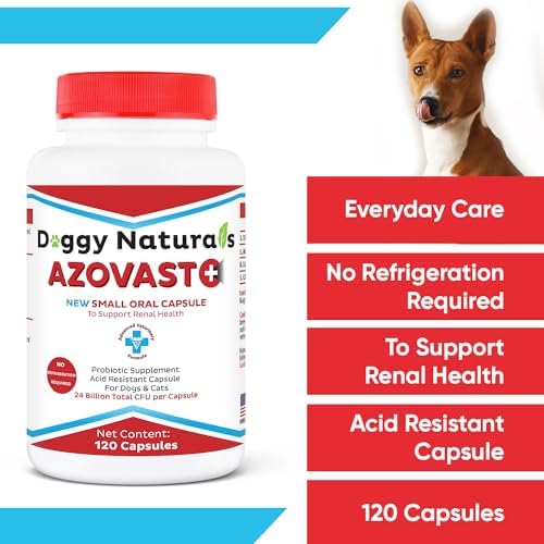 Azovast Plus Kidney Health Supplement for Dogs & Cats -24 Billion CFU- NO Refrigeration Required - Help Support Kidney Function & Manage Renal Toxins - Renal Care Supplement Capsule(U.S.A) (240 Caps)