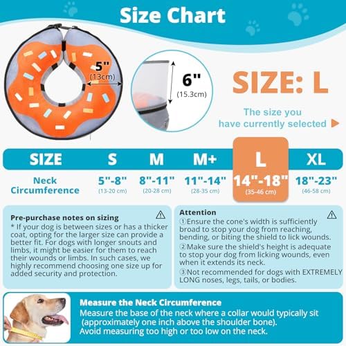 Inflatable Dog Cone with Anti-Licking Clear Shield, Fits Large Dogs