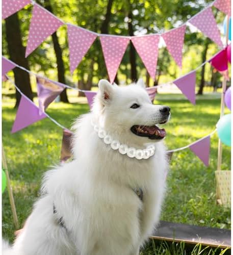 Chunky Pearl Dog Necklace (Beads 20mm),Elegant Classic Super Big Pearl Collar Necklace Accessories for Medium Large Dogs Occasions and Gatherings (White, 4XL(Neck Girth 22.5''-25''))