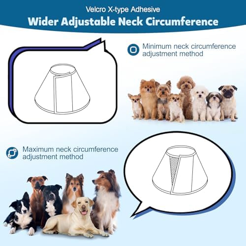 Soft Dog Cone Collar After Surgery: Long Alternative Comfortable Comfy Fabric Recovery Shame Elizabethan Stop Licking Small Medium Large Dogs (Blue, L)