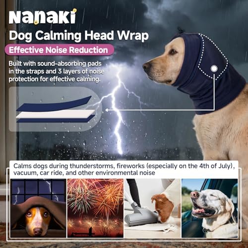 Nanaki Calming Hoodie Quiet for Fireworks,4th of July,Dog Ear Wrap Hematoma