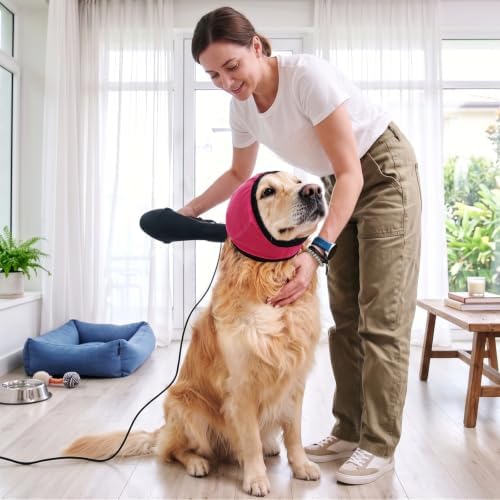Allroaring Ear Muffs Noise Protection for Dog Grooming Bathing, Rose M