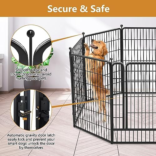 Dog Pens Outdoor Dog Fence Dog Playpen for Large Dogs, 40" Tall Dog Playpen Dog Fencing Outdoor 12 Panels Black Metal Dog Play Pens Exercise Fencing with Door Pet Play Pen for Camping, Yard