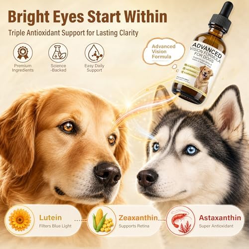 Advanced Vision Formula for Dogs, Liquid Eye Health Supplement with Lutein, Zeaxanthin & Astaxanthin, Supports Clear Vision & Comfort, Daily Dog Eye Care Drops, 30ml