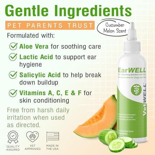 VetWELL Ear Cleaner for Dogs and Cats - Cucumber Melon - 8 oz