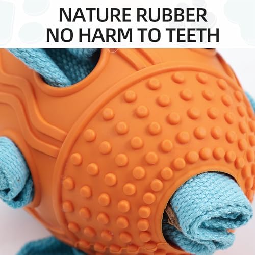 ETIAL Dog Snuffle Soccer Ball Toy, Interactive Dog Foraging Toys for Aggressive Chewers, Mentally Stimulating Slow Feeder Dog Treat Dispenser for Large Medium Small Dog and Puppies (Orange)