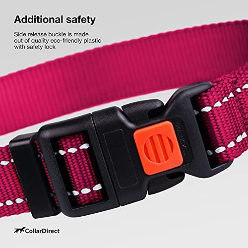 Reflective Dog Collar, Quick-Release Buckle (Red, 18-26 Inch)