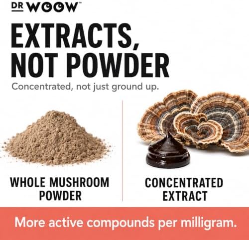 Dr. Woow Turkey Tail Mushroom for Dogs | Immune Support Dog Supplements | Natural Soft Chews w/ 7 Mushroom Blend & 6 Probiotic Strain for Dog Joint Support, Gut Health, & Overall Wellness | 120 Chews