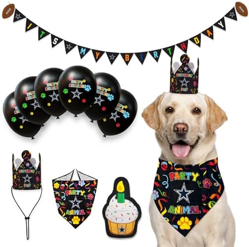 NFL Dallas Cowboys Birthday Party Banner Licensed Football Team Dog & Cat Birthday Decoration, NFL Dog Birthday Party Set and Costume, Football Fan Pet Party Supplies, Team-Themed Pawty Celebration Backdrop for Birthday Photos