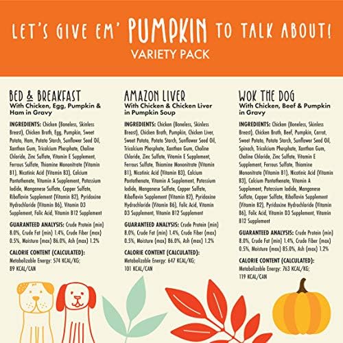 Weruva Classic Dog Food, Let's Give Em' Pumpkin to Talk About Variety Pack, 5.5oz Can (Pack of 12)
