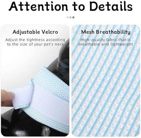 Cat Neck Brace Cover - Breathable Elizabethan Collar for Post-Surgery Recovery Anti-Lick Wound Adjustable Protective Cervical Cone for Small Medium Large Dogs Cats (Neck Girth 11.0-13.8" Depth4.7