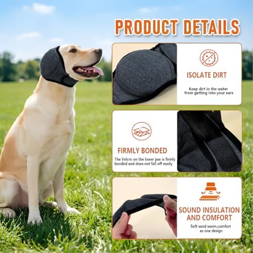 Dog Ear Muffs Noise Protection Dog Calming Hoodie Anxiety Relieve Dog Ear Muffs & No Shake Ear Wrap Quiet Head Cover Sleeves Ear Covers for Bath, Thunderstorms, Firework, Grooming
