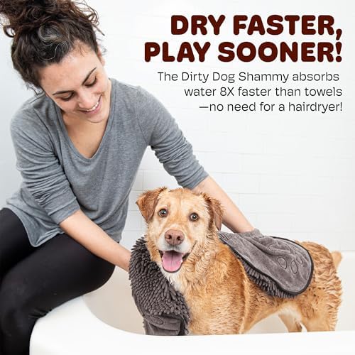 Dog Gone Smart Dirty Dog Shammy + Doormat Bundle - Super Absorbent Plush Shammy Towel & Doormat - Fast-Drying, Soft & Gentle on Fur, Non-Slip Backing, Machine Washable, Durable and Long-Lasting -Brown
