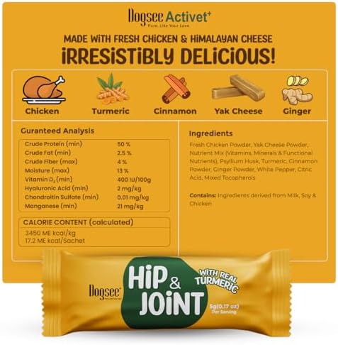 Dogsee Activet+ Freeze Dried Dog Food Topper with Yak Cheese Powder, Dog Supplement for Hip & Joint, Improve Mobility, Bone Strength & Promotes Better Joint Health (30 Sachets)