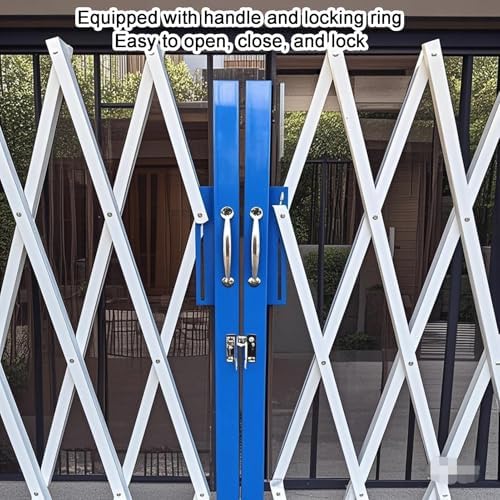 Retractable Industrial Folding Security Gate Accordion Barricade Door for Schools & Warehouses Mobile Scissor Gate with Casters (80x500cm/31.5x196.9in)