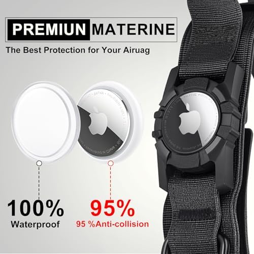 Tactical AirTag Dog Collar Leash Set - Heavy Duty, Adjustable GPS Collar