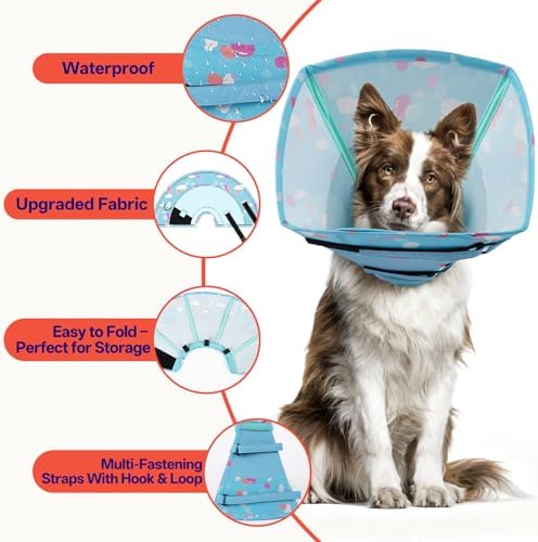 Comfortable Dog Cone - Soft Dog Cone Collar Adjustable Recovery Cone for Dogs to Stop Licking,Small Cone for Dogs,Cute Pet Head Neck Elizabethan Cone,Cone Alternative After Surgery,XS,Blue