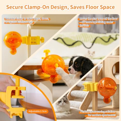 Clamp-On Dog Puzzle Toy, Treat Dispenser for Dogs & Cats