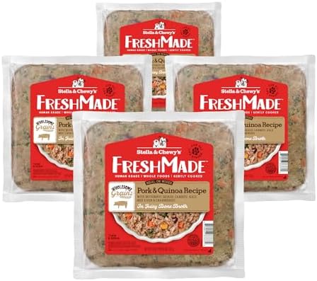 Stella & Chewy's FreshMade Frozen Fresh High Protein Pork & Quinoa Dog Food, 16-oz Pouch (Pack of 4)